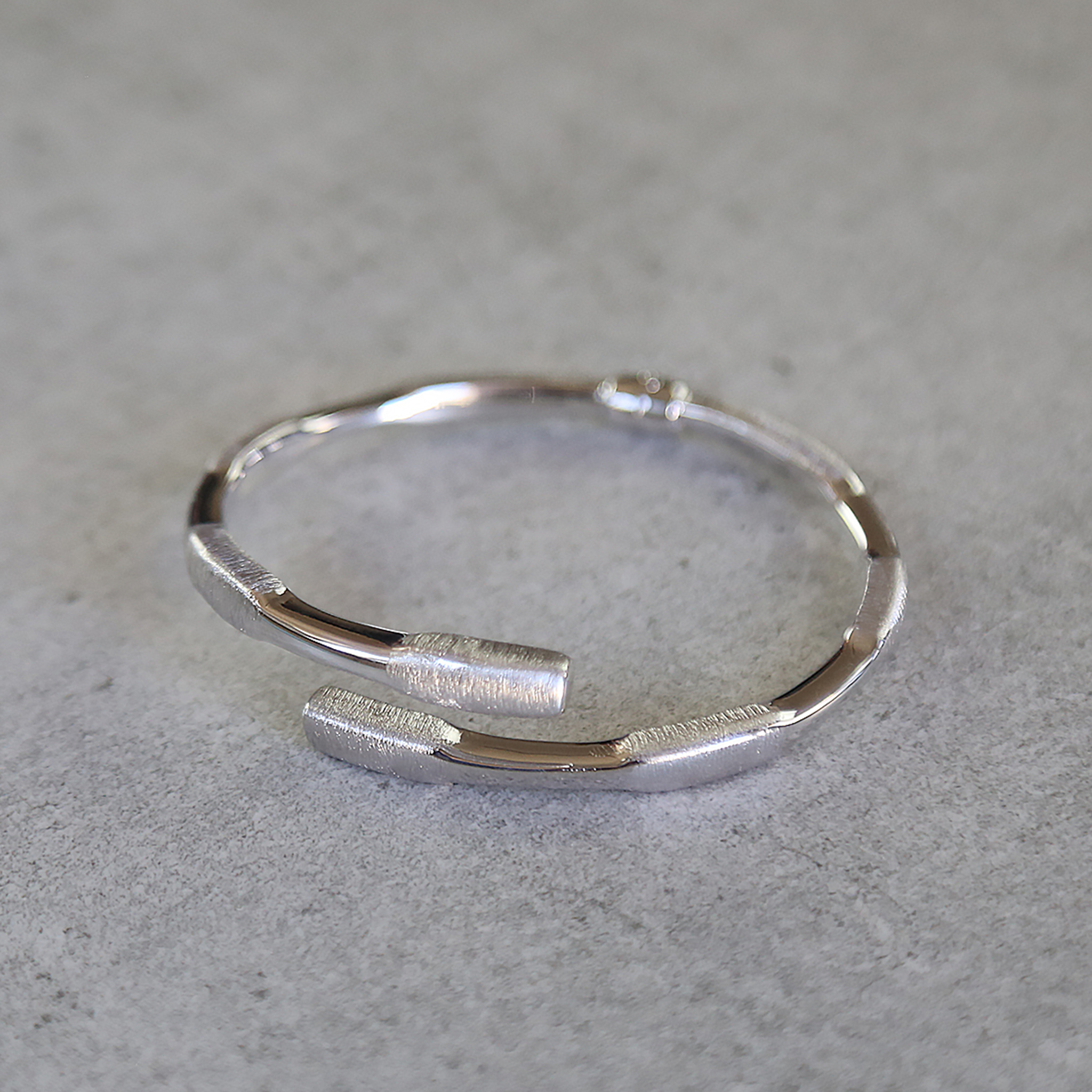 Linea Segment Bangle Silver Color