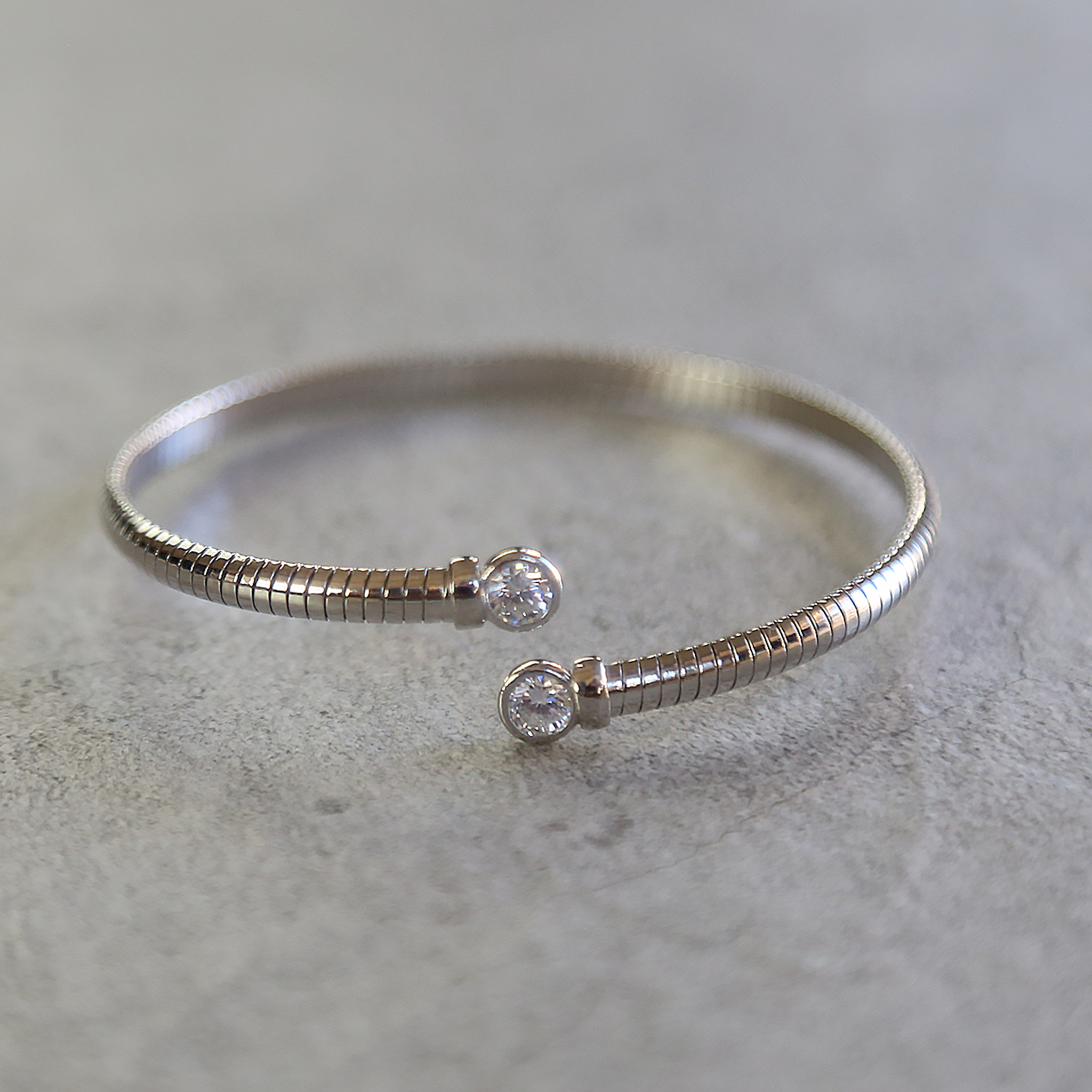 Halo Open Bangle Silver Color