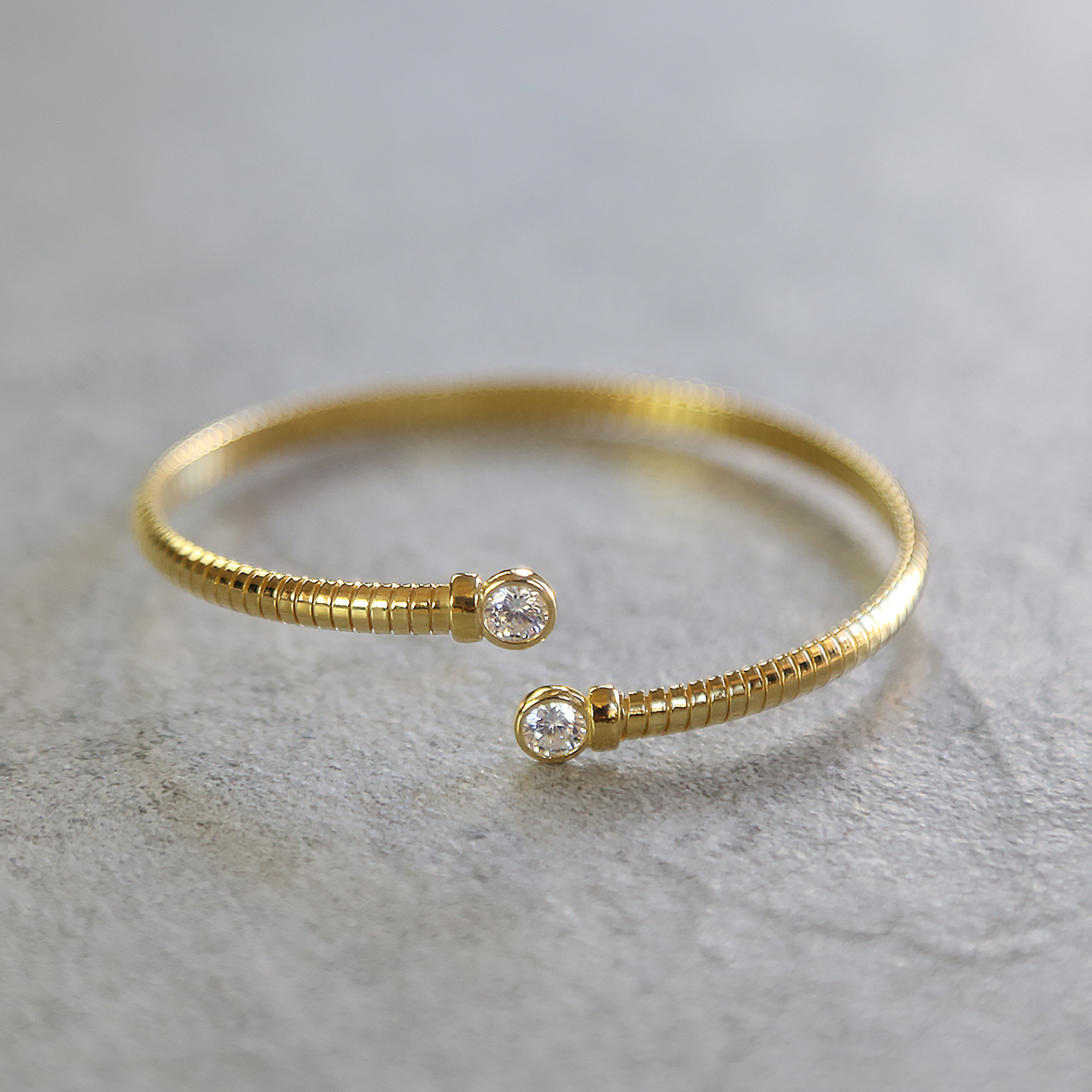 Halo Open Bangle Gold Color